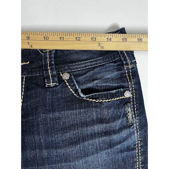 Silver Jeans Suki Slim Bootcut Size 28x31 Mid Rise Medium Blue Flap Pockets - Picture 4 of 12